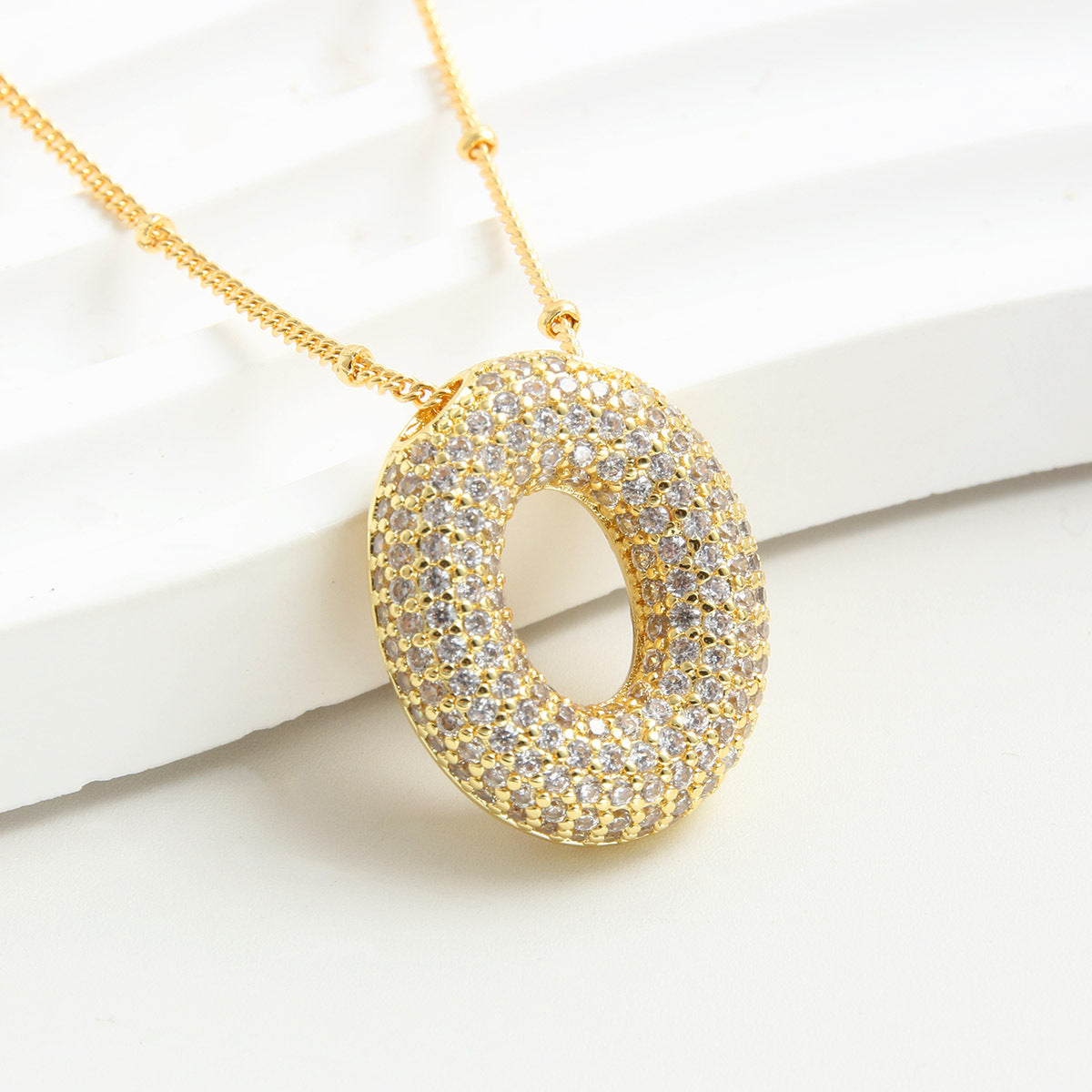 Rhinestone Bubble Initial Necklace