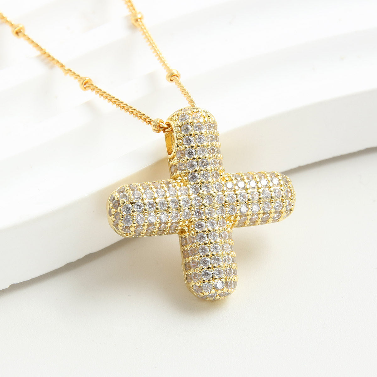 Rhinestone Bubble Initial Necklace