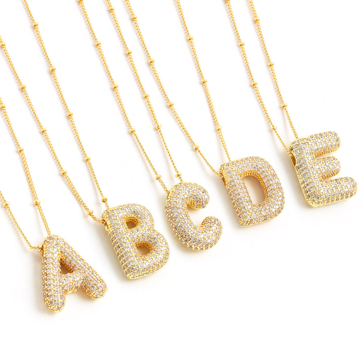 Rhinestone Bubble Initial Necklace